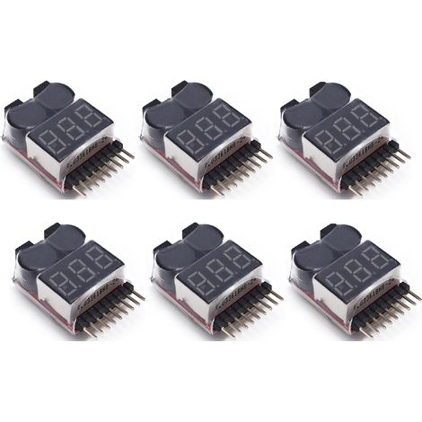 1-8s Lipo Testeur de Batterie Moniteur Sonnerie Basse Tension Alarme Vérificateur de Tension avec Indicateur LED pour Lipo Life LiMn Batterie Li-ION (6PCS)