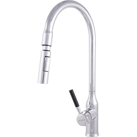 Grifo Cocina Latón/Zinc, Cromado, Agua Caliente-Fría, Latiguillos, Caño Alto, Monomando [QLI-FA-9719 (1/5)