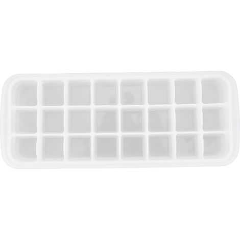 Silikon-Eiswürfelform mit 24 Fächern für kleine Würfel und PP-Deckel, weiß, für die Küche (1/5)