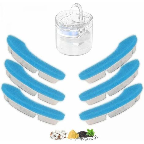 Upgraded Cat Water Fountain Filter, Quadruple Action Cat Water Fountain Filter, 6-Piece Replacement Filter Set for Automatic, Silent, 1.8L Cat and Dog Water Fountains (1/4)