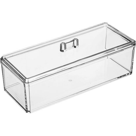 [NIEMALS VERWENDET] Rechteckige transparente Aufbewahrungsbox für Kosmetika aus Acryl mit Deckel, kleiner Schreibtisch-Organizer (1/3)