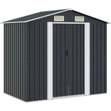 Abri de jardin, acier gris anthracite, 204 x 132 x 186 cm