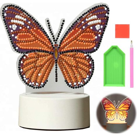 Veilleuse papillon en peinture diamant, peinture diamant 3D créative pour enfants, cadeau d'anniversaire pour filles de 3 à 12 ans (1/5)
