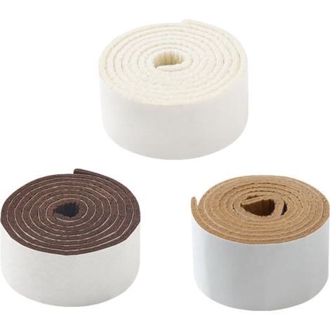 Lot de 3 rouleaux patins chaise en feutre auto-adhésifs à découper et (1/5)