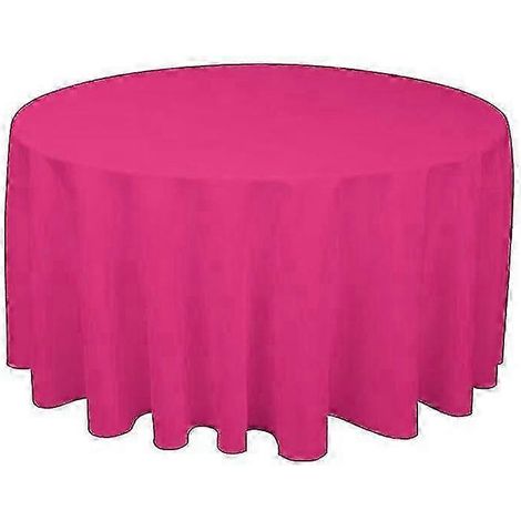 Nappe ronde en polyester pour réception de mariage coloris blanc noir rouge bleu et or - Diamètre 220 cm - Rose rouge (1/5)