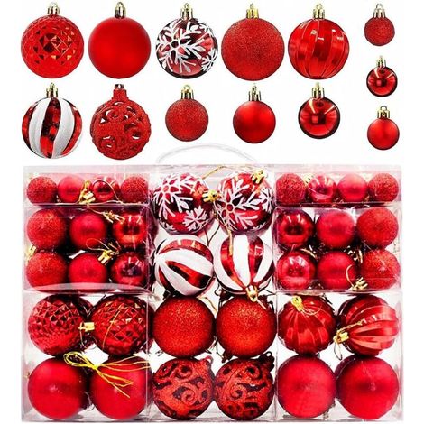 Boules de Noël, Lot de 100 Décoration de Noël Boules, Boules de Noël incassables à Suspendre, Boule d’Arbre de Noël, Boules de Noël Assorties incassables pour Noël Decoration Noël Fête (1/5)