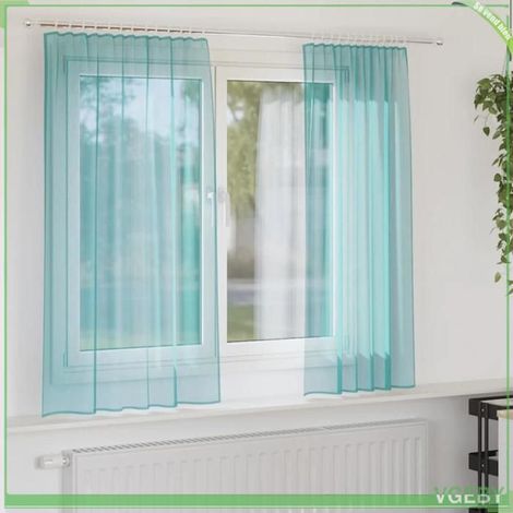 4102236 Rideaux en voile avec passe-tringles 2 pcs turquoise (1/5)