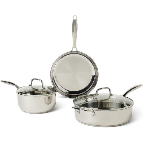 Batterie de Cuisine en Acier Inoxydable, Lot de 5 Pièces, Compatible Tous Feux, Compatible Lave-Vaisselle (1/5)