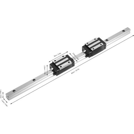 Guía lineal HG15 con bloques deslizantes – juego de doble guía de 400 mm + 4 bloques HGH15, hierro fundido negro. (1/5)