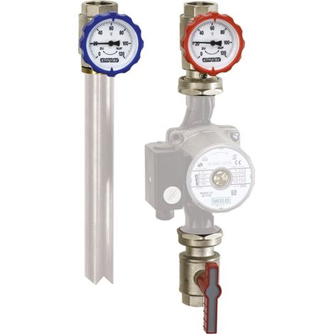Flamco Gruppo raccordo pompa 3 pz. Thermom.gr. DN25 G1i PN16 MS vern. con raccordo a vite, F10192