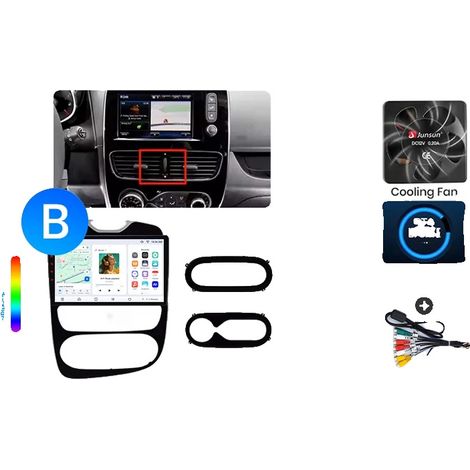 Radio para coche, reproductor multimedia, ventilador de refrigeración integrado, compatible con Renault Clio 4 / ZOE (Fase 1 / X98) 2012-2019, navegación GPS Android con ventilador de refrigeración in (1/2)