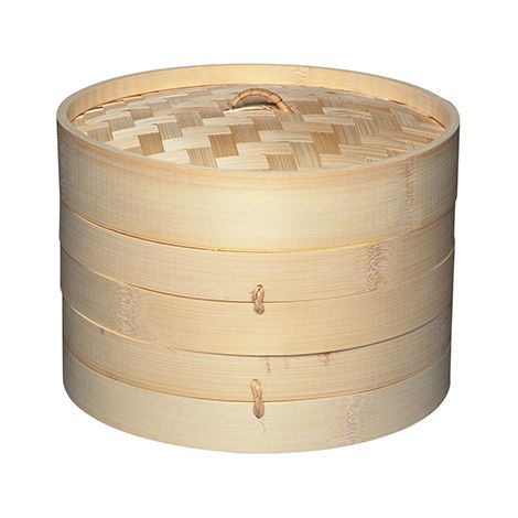 World Of Flavours Oriental Two Tier Medium Bamboo Steamer and Lid (1/3)