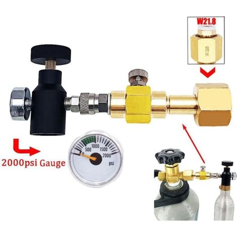 W21.8 Leak-proof and Wear-resistant Inflator Valve Adapter, CO2 Cylinder Hose Adapter, MUMU Cylinder Filling Valve Adapters (1/4)