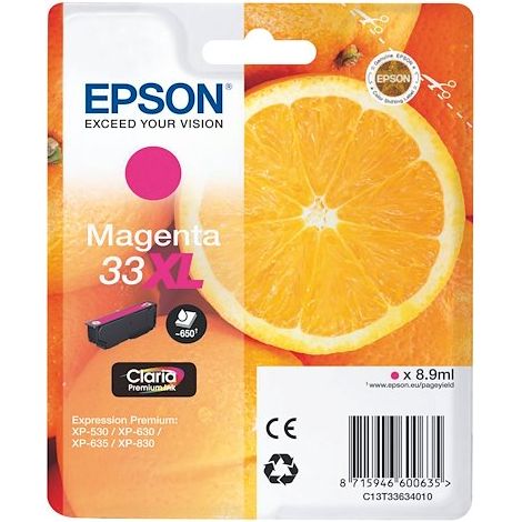Epson 33XL cartouche haute capacité magenta pour imprimante jet d'encre