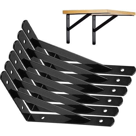 6 Stück 90° Wandwinkel Schwerlast 150x95mm, L-Regalhalterung Schwarz