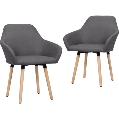 Sillas de comedor 2 unidades tela gris oscuro