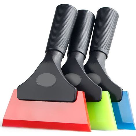 Grattoir à vitres multi-usages en silicone pour fenêtres, vitres, portes de douche, grattoir à vitres (5 pouces), vert, bleu, rouge, 3 pièces (1/5)