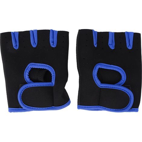 Königsblaue fingerlose Sporthandschuhe, verstellbare Handgelenkschützer für Skaten und Gewichtheben, verstellbare Handgelenkstütze. (1/5)