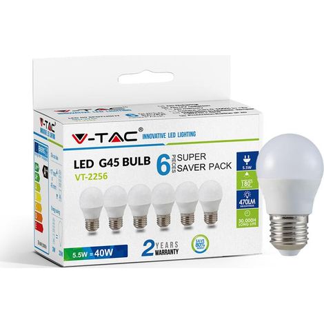 LED LAMPADINA - 5.5W E27 G45 4000K 6PCS/PACK - Luce NATURALE (1/10)