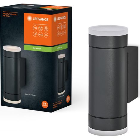 Lampe d’extérieur, applique murale, GU10, gris foncé, aluminium, installation facile, diffuseur en verre ou en PMMA, classe de protection IP65, éclairage indirect (1/5)