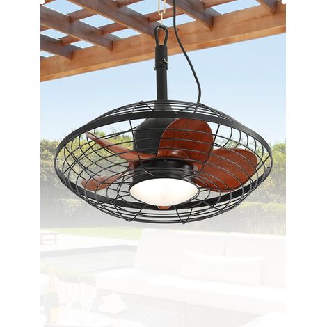 Ventilador de techo con luz, 51 cm, control remoto, silencioso, reversible, temporizador, 6 velocidades, lámpara LED, resistente al agua IP65. Ventilador de techo para uso exterior en salas de estar. (1/5)