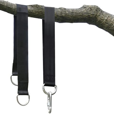 Kit de sangles de suspension pour balançoire d'arbre, 2 pièces, avec crochets pour balançoires d'arbre, hamacs, barre horizontale, 5x200cm (1/5)