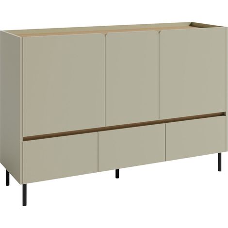 Cómoda Fiosono 106, Eucalipto + Roble, Con cajones y puertas, Número de cajones: 0, 105x150x40cm