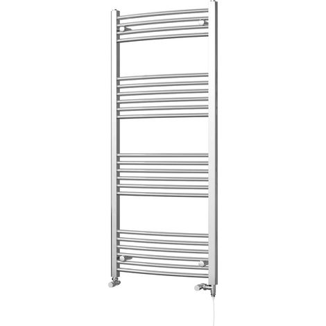 Zennor - Chrome Dual Fuel Towel Rail H1400mm x W600mm Standard - Curved (1/3)