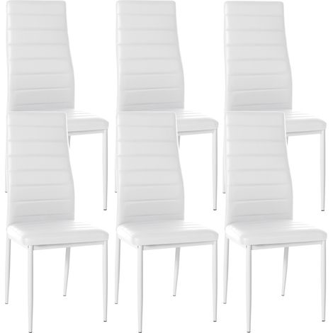 6er Set Esszimmerstühle Mayfair weiß Kunstleder