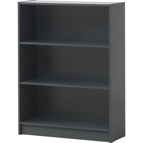Dark Grey Wide Bookcase With Adjustable Shelves (1/5)
