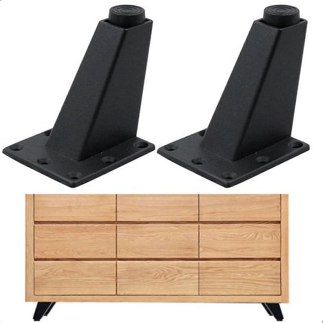 Pieds de meubles pour canapé, table basse, meuble TV et autres meubles - Hauteur réglable - Lot de 4 pièces - 8 x 7 x 6,3 cm - Robustes et durables - Embouts résistants (1/5)