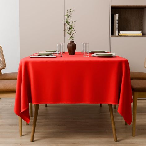 Nappe lavable rouge 85x85cm carrée en polyester, résistante aux rayures, protection anti-taches, nappe pour l'extérieur, jardin, salle à manger, fêtes et intérieur (1/5)