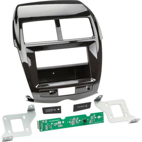 Support autoradio 2 DIN compatible avec Citroen C4 Peugeot 4008 ap12 vide poche - Noir brillant - nacre