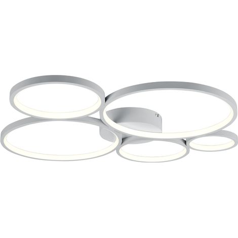 Plafonnier LED 49W 3000K blanc mat 5 anneaux dimmable - Trio - Rondo (1/5)