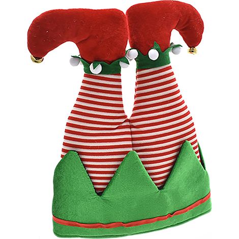 Puntale Albero di Natale Gambe Pantaloni Calze di Elfo Verdi e Rossi (1/4)