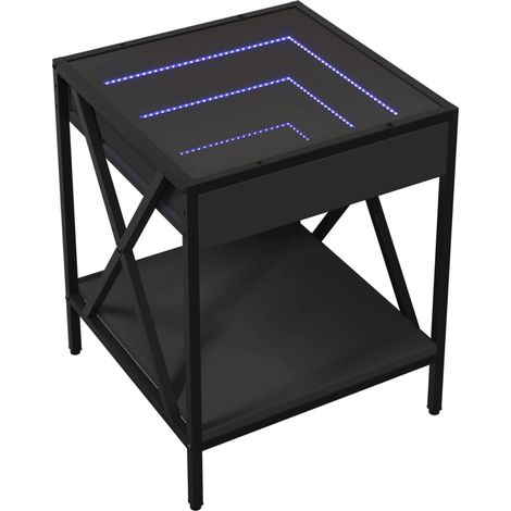 Comodino con specchio LED 40 x 40 x 49 cm derivati del legno, vetro e acciaio DEC033156
