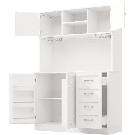 Aparador buffet con LED 120 x 40 x 188 cm blanco de MDF y metal (1/5)