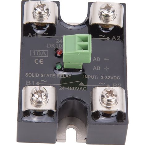 Relais statique BERM DK10DA, commande CC simple voie, sortie CA biphasé monophasé 24-480VAC 10A, SSR industriel à semi-conducteurs (1/5)
