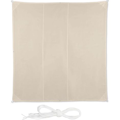 Relaxdays – Voile d'ombrage carré 4x4 m – Tissu polyester 180g/m² – Protection UV 30+ – Résistant à l'eau pour terrasse et jardin