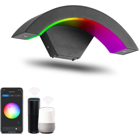 Applique da parete a LED da esterno dimmerabile da 9 W,lampada da parete RGB intelligente che cambia colore, IP65, impermeabile,controllo tramite app (1/5)