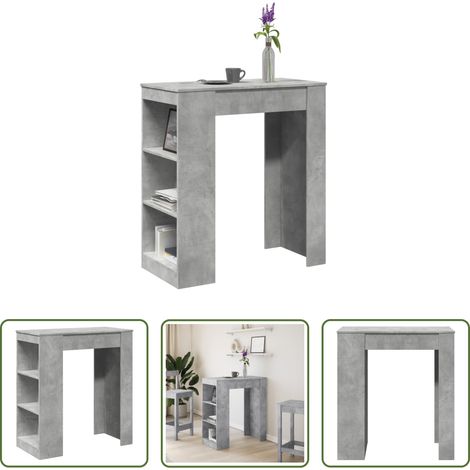 Rangement - Table de bar avec étagères gris béton bois d'ingénierie (1/5)