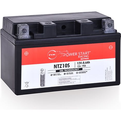 NX – Batterie moto Gel NTZ10S 12V 8.6Ah – Compatible YTZ10S – Conçue pour performances optimales – Technologie gel pour durabilité accrue (1/4)