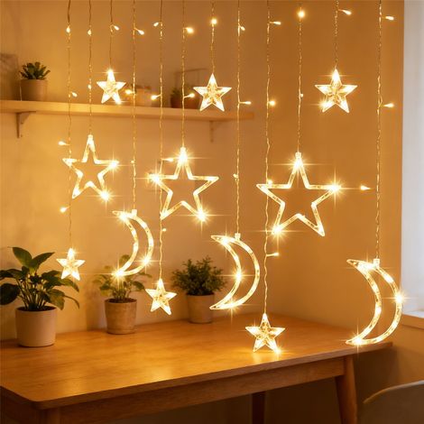 Guirnalda de luces LED en forma de estrella, 2 modos, resistente al agua, luz cálida (200 cm) (1/5)