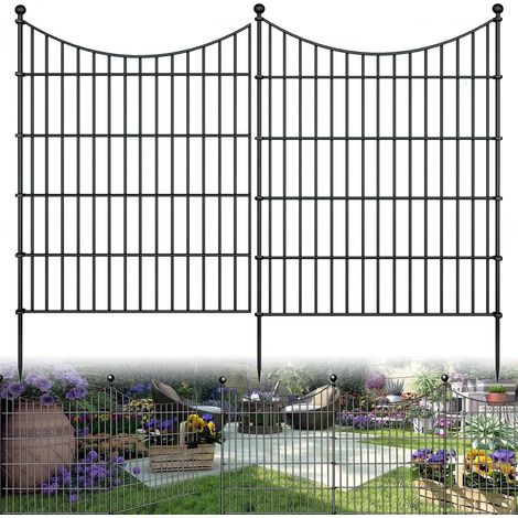 Clôture d'étang,Enclos Chien Exterieur,cloture jardin en Métal,74x81cm,10 éléments de clôture et 11 barres de fixation,Clôture Métallique Décorative pour Chien Cour Terrasse Extérieur (Sans serrure) (1/5)