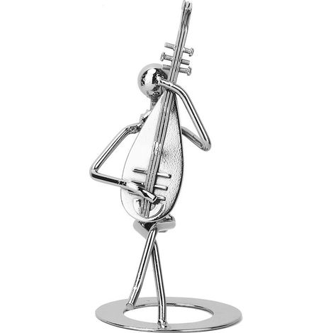 Lot musicien vintage en fer forgé, figurine joueur de pipa, décoration bar maison, cadeau anniversaire élégant (1/5)