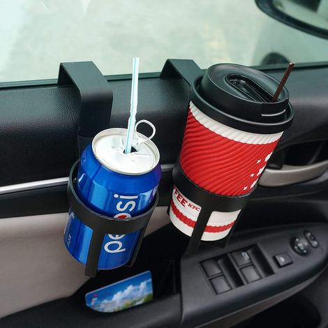 Black plastic car beverage holder, car storage rack, car cup holder, suitable for all car models, window and dashboard. (1/4)