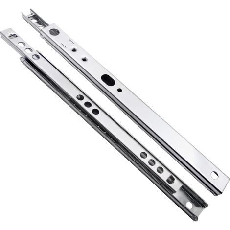 1 paire de coulisses de tiroir, extraction partielle avec système de coulisses de tiroir à galets avec extraction partielle (17 mm x 400 mm) (1/5)