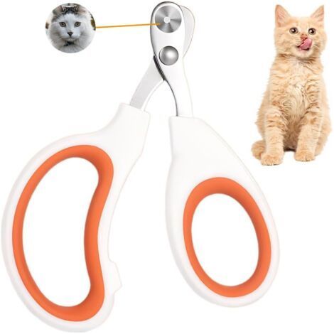 Cat Nail Clippers, Professional Cat Nail Clippers, with Safety Positioning Hole, Rabbit Nail Clippers for Kittens, Rabbits, Guinea Pigs, Birds, Puppies, and Small Animals (Single Hole, Orange) (1/5)