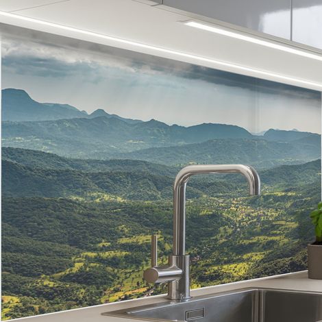 REVETEMENT MURAL DE CUISINE, CRÉDENCE DE CUISINE Paysage - Vallée - Vert 80x60 cm (1/5)