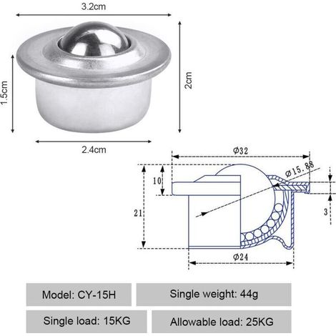 12 ruote di trasferimento con cuscinetti a sfera universali in acciaio al carbonio zincato, unità di cuscinetti a sfera per impieghi gravosi per imballaggio, trasmissione e industria. (1/4)